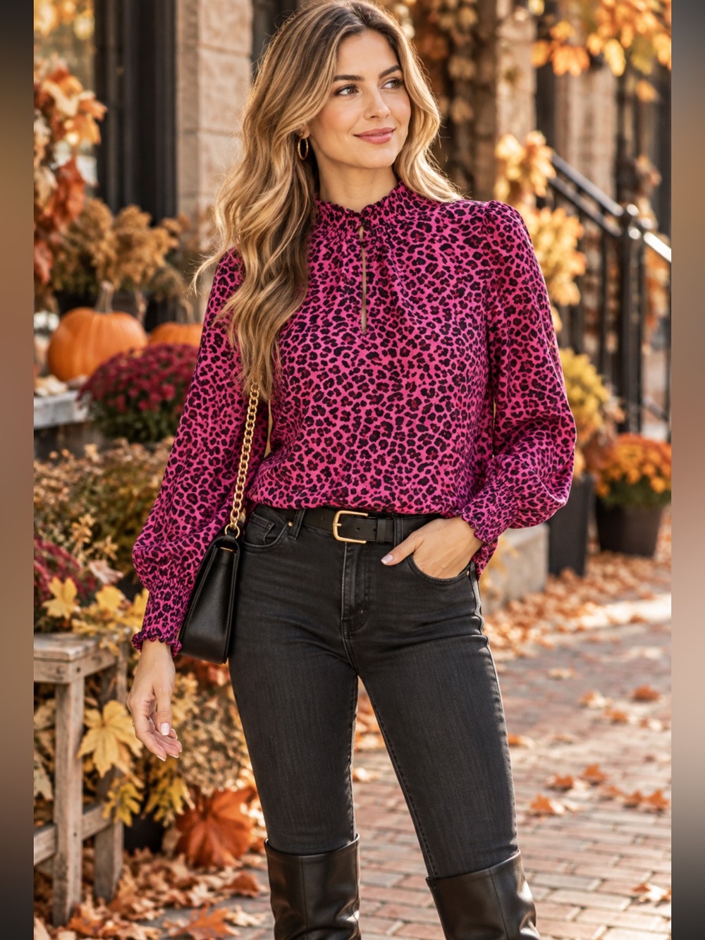 Zadig & Voltaire Titus Print Leo Blouse in framboise pink top leopard animal